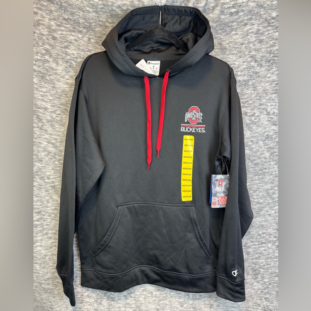 CHAMPION Men’s OSU Buckeyes Ohio State Football Black Hoodie Size Medium NEW